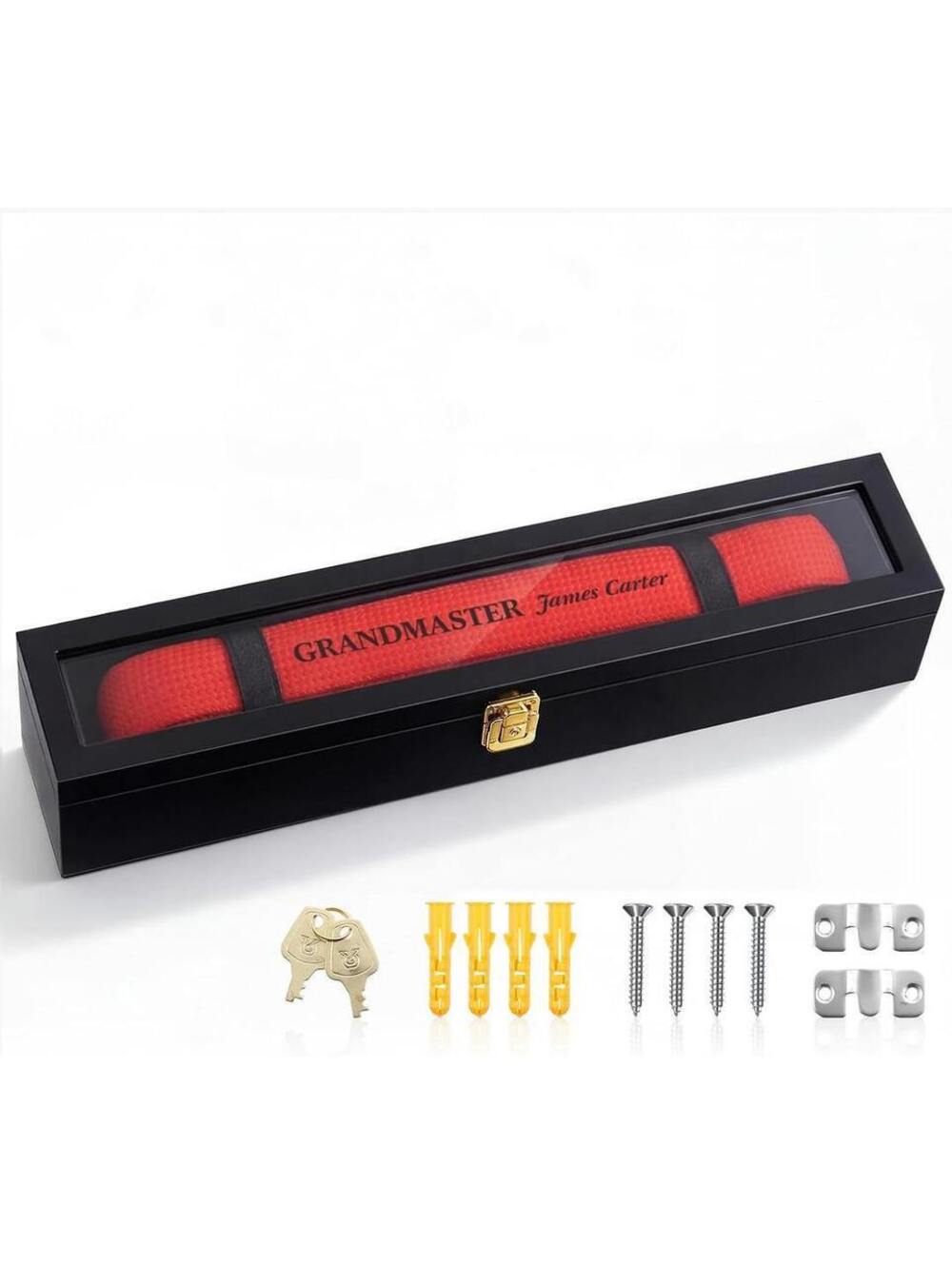 Martial Arts Belt Display Case Wall Mount Lockable Cabinet Holder Shadow Box